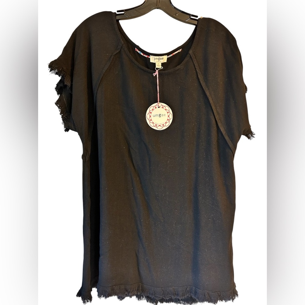 Umgee Charcoal Frayed Edge Women's Tee